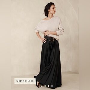 Banana Republic Black NESS PLEATED SATIN MAXI SKIRT